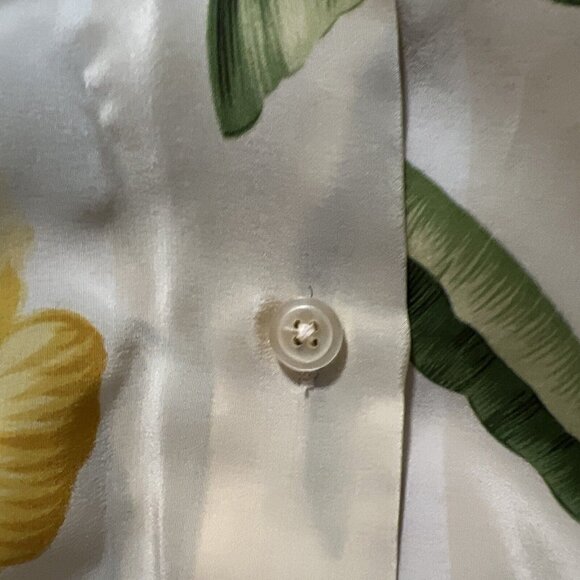 Silk Club Collection blouse Tropical 100% Silk Button Down Top XL - Picture 7 of 7